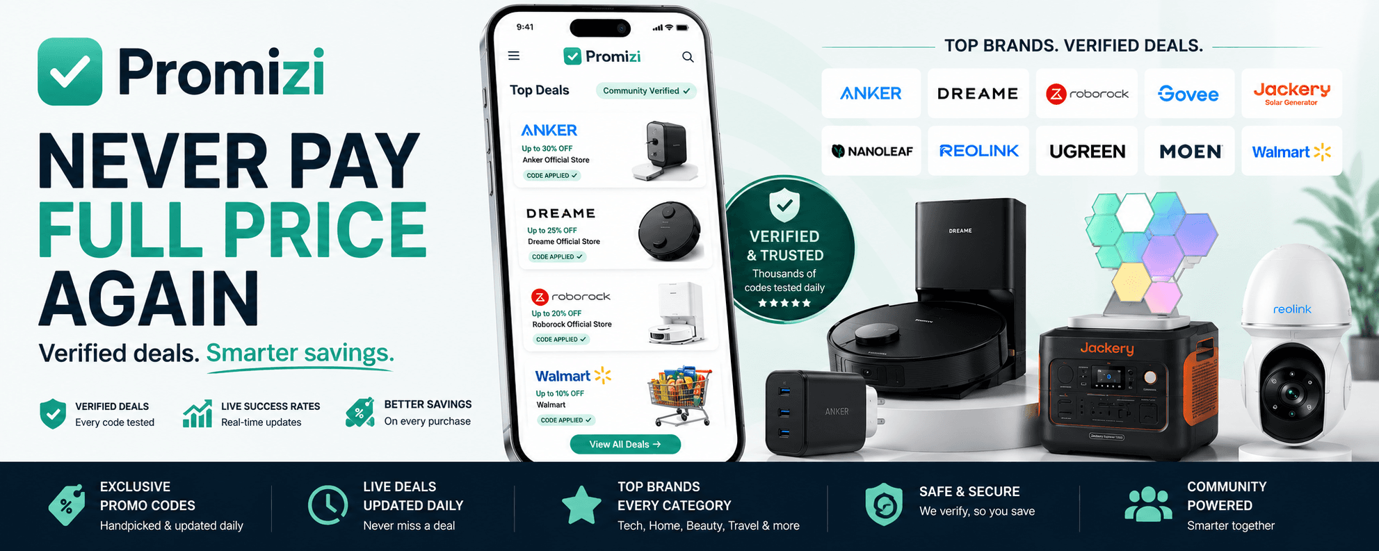 Promizi — Never pay full price again. Verified deals and smarter savings across top brands.